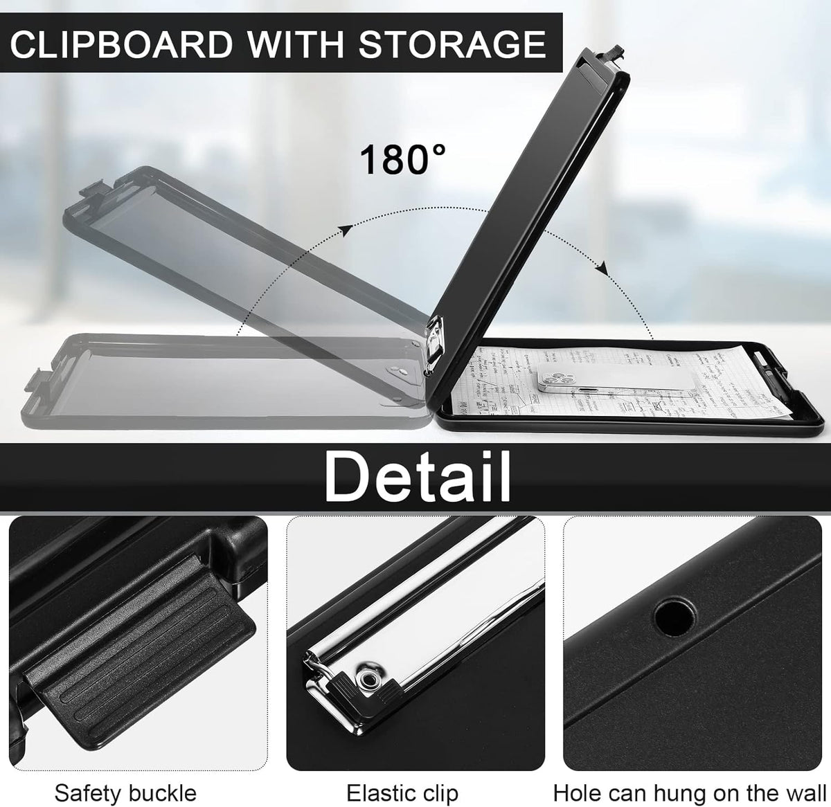 Epakh 18 Pcs Clipboard with Storage Bulks Plastic Storage Foldable Nursing Clipboard with Low Profile Clip for Student Teacher Nurse Employee, 9.5 x 13.5 Inch