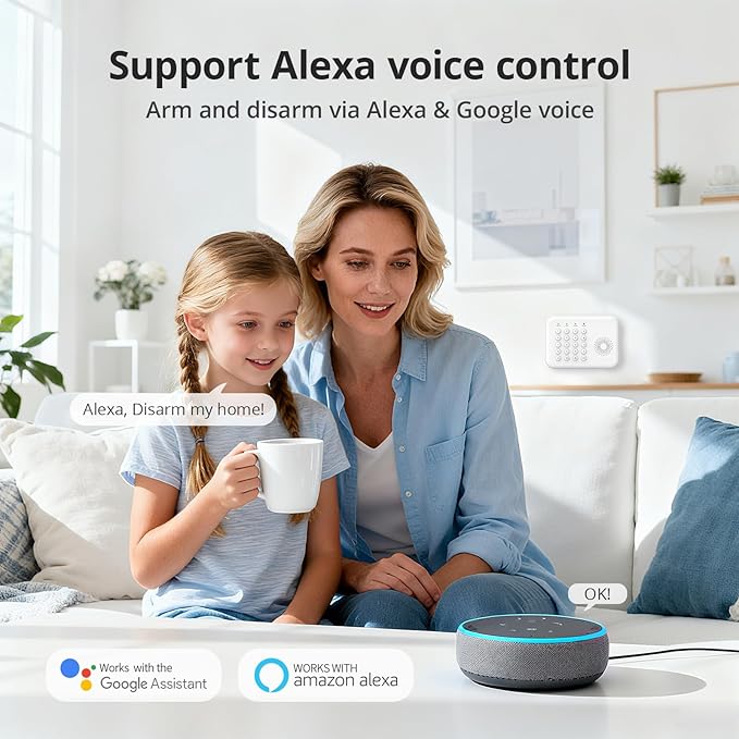 2026 Home Security System,13 Piece No Monthly Fees with Phone & Remote Control WiFi+4G Alarm System Kit,Instant App Alerts and Compatible with Alexa,Door/Window Sensors,SOS Button,for Smart Life
