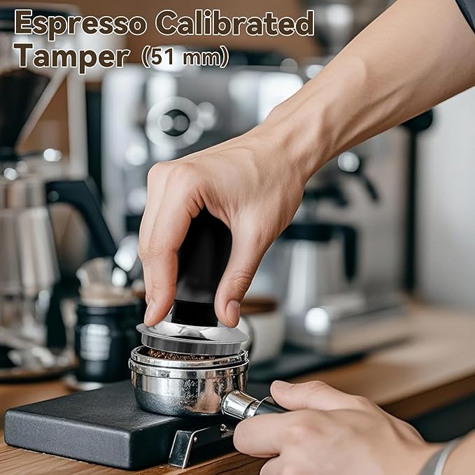 24pcs Espresso Tamper Set, Barista Tools Kit for Coffee Machine, Spring-Loaded 304 Stainless Steel Base 30lbs Coffee Calibrated Tamper Tools for Enjoying cafes Home Office hotels (51mm)