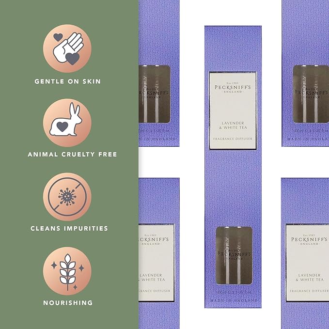 Pecksniff's Classic 100 ml/ 3.3 fl oz Reed Diffuser Set, Lavender & White Tea