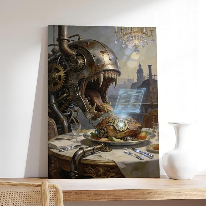 Framed Steampunk Fantasy Wall Art for Living Room And Dining Room Vintage Industrial Decor 20x30inch(50x75cm)