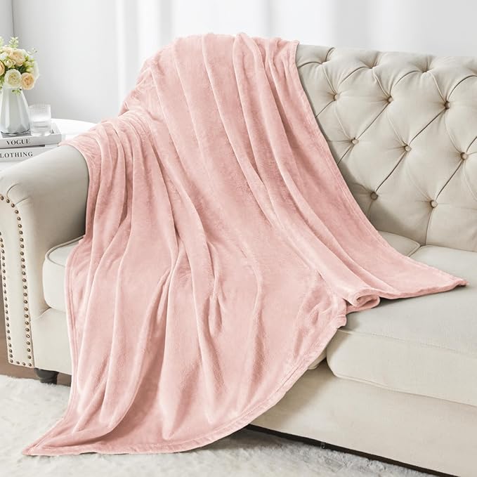BEDELITE Fleece Blanket Twin Size Pink Morn Throw Blankets for Couch & Bed, Luxury Plush Cozy Fuzzy Blanket 60x80 inches, Super Soft Warm Lightweight Throw Blanket for Travel Camping