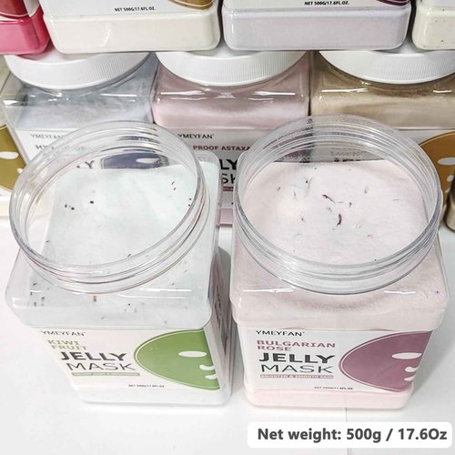 YMEYFAN 6 Jar Jelly Mask Powder for Facial Mask Professional Bundle (Hyaluronic Acid, Kiwi, Collagen, VC, Astaxanthin, Glowing Biotin)