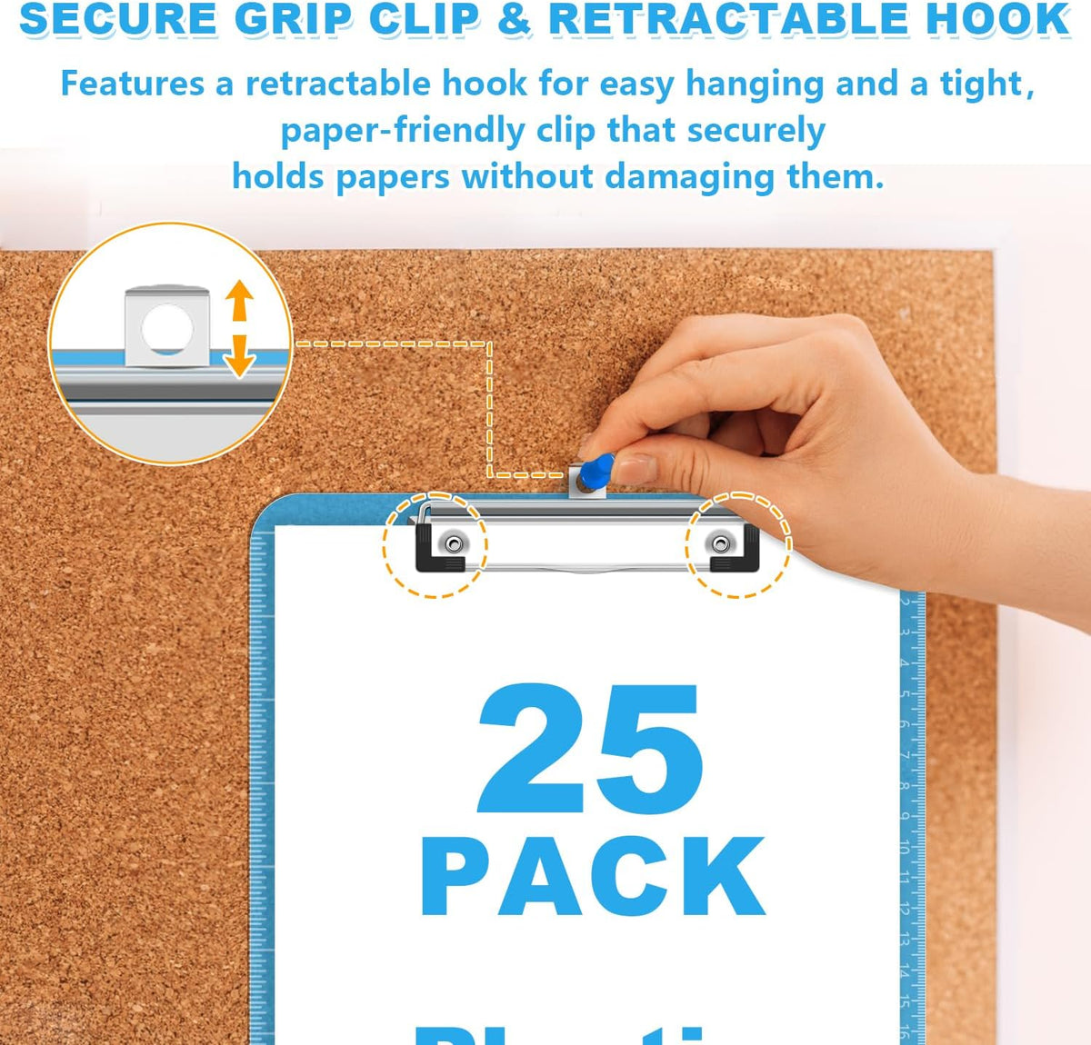 TOTiyea Clipboard Set of 25, 12.5 x 9 Inch Multi Color, Plastic Clipboard with Low Profile Clip, 75 Sheets Capacity, Standard Letter Size