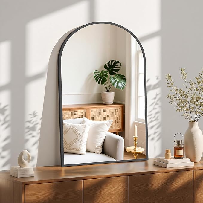 Sweetcrispy 24"x36.5" Arched Black Bathroom Mirrors for Wall, Bathroom Mirrors for Over Sink, Wall Decor for Bathroom, Entryway, Bedroom, Vanity
