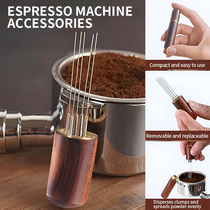 BADAO 6pcs Espresso Accessories Bulk,Stainless Steel Espresso Machine Accessories Coffee Tamper Set Barista Kit Espresso Tamper Tool for Kitchen,Coffee Store