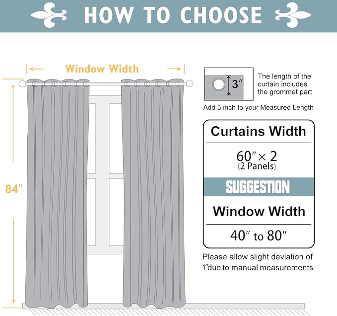 ChrisDowa 100% Blackout Curtains 84 inch Long for Bedroom with Black Liner, Extra Wide 2 Thick Layers Total Blackout Thermal Insulated Grommet Window Curtains 2 Panels Set (Dark Grey, 60 x 84 Inch)
