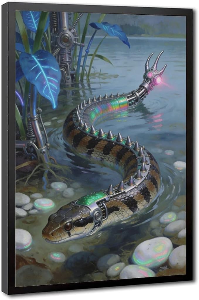 Framed Futuristic Nature Wall Art for Modern Living Room Creative Sci Fi Style Interior Decor 20x30in
