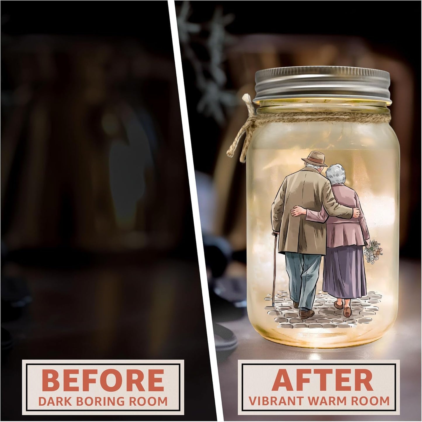 You and Me We Got This Gifts for Older Couples, 40th 50th Wedding Gifts for Couples 2025, Love Romantic Gifts for Her Him Wife Husband, Wife Gifts from Husband Mason Jar Valentines Night Light 14oz