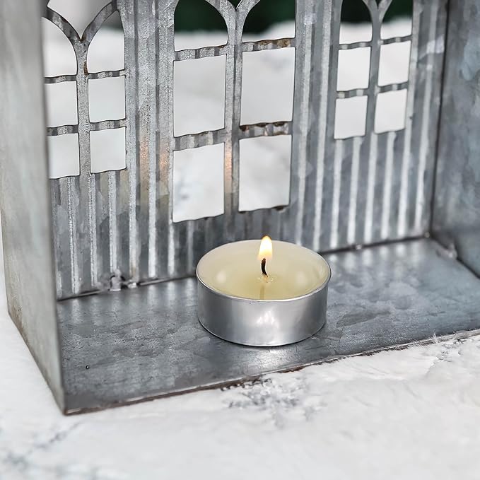 Church Shaped Tea Light Candle Holder Farmhouse Galvanized Metal Candle Holder Vintage Decorative Tealight Holder for Table Centerpiece Decoration - 5.51" x 2.36" x 12.8"