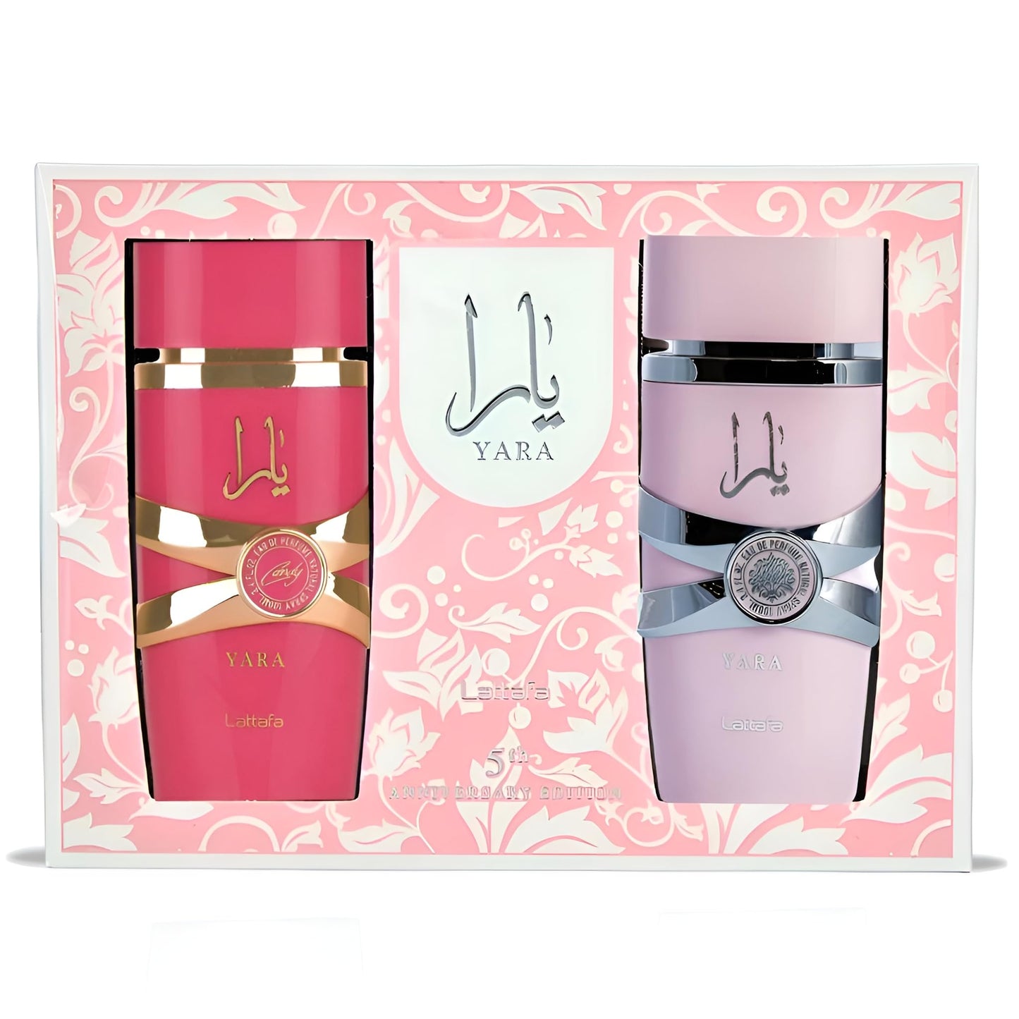 Lattafa Yara 5th Anniversary Edition – Floral, Fruity, Gourmand, Vanilla – 2-Piece Eau de Parfum Gift Set for Women (Yara & Yara Candy, 2 x 3.4 Ounce Sprays)