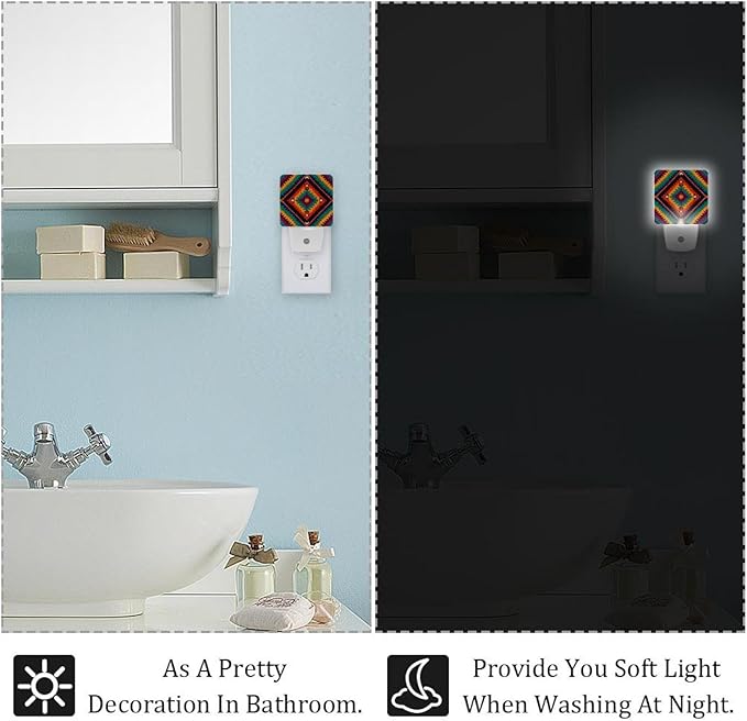 2 Pack Tribal Navajo and Native (1) LED Night Light Lamps for Baby, Nursery Light for Kids Bedroom