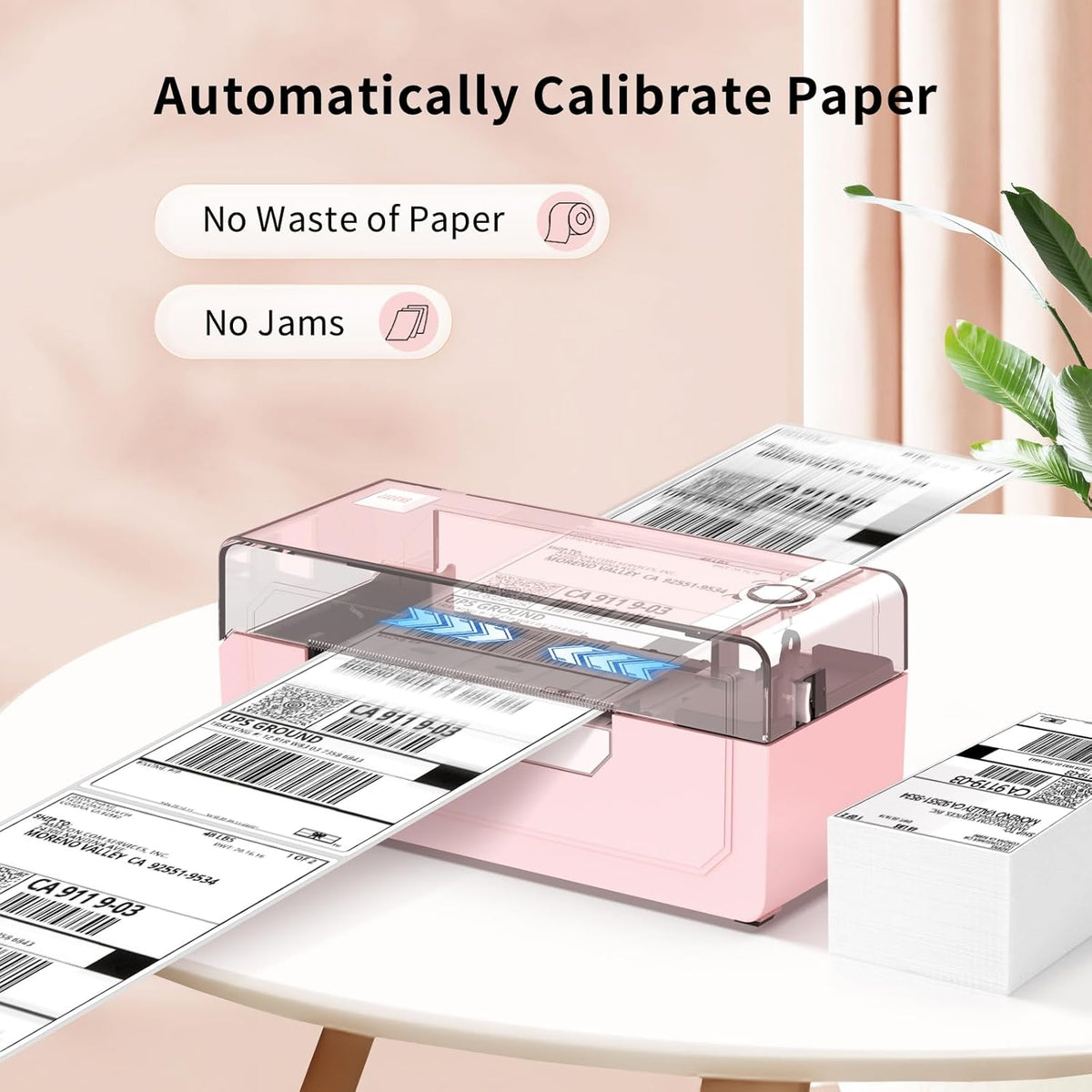 JADENS Bluetooth Thermal Label Printer 4x6, Pink Wireless Shipping Label Printer for Small Business & Packages, Compatible with iOS, Android, Mac, Windows, Amazon, Etsy, Ebay, Shopify