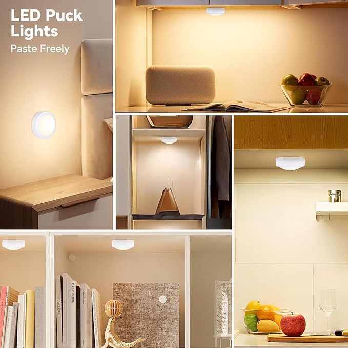Puck Lights with Remote Control, 16 Color Changeable Wireless LED Light,Under Cabinet Lights, Battery Operated Light with Dimmer & Timmer Great for Closet, Bedroom,Kitchen(12 Packs)