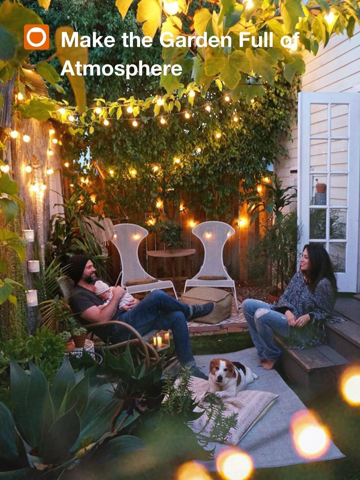 addlon 54FT(48+6) Solar String Lights Outdoor Waterproof with USB Charging & Remote Control - Dimmable Solar Power Patio Lights with LED Bulbs for Porch, Garden, Yard, Market, Bistro - Last for 20+Hrs