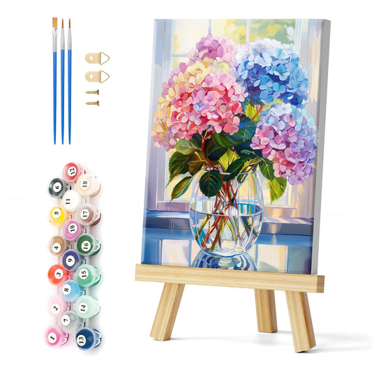 Natuyalo Paint by Numbers Kit for Adults Framed - Colorful Flowers Paint by Number on Canvas with Frame, Vase DIY Acrylic Painting by Number Ideal Gift Home Wall Decor (12x16 Inch)