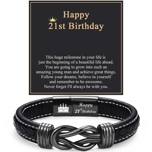 21st Birthday Gifts for Him 21 Year Old Birthday Gifts for Him 21st Birthday Leather Bracelet Gifts Ideas for 21 Year Old Male Boyfriend Son Brother Grandson Nephew Best Friend