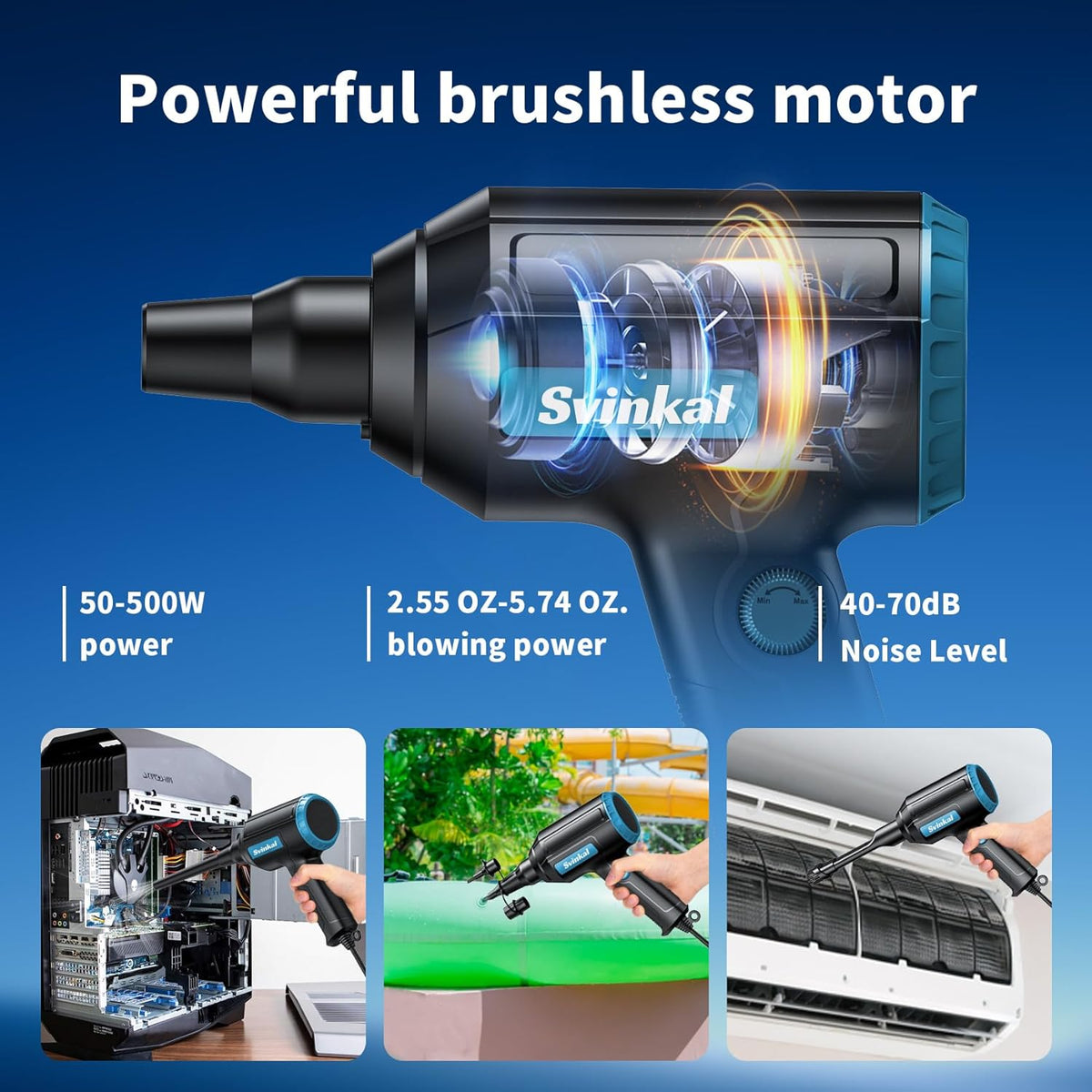 Compressed air Duster Electric 500W, Canned air Replacement, 40000RPM Air Blower, Stepless Speed, an AC dust Blower with 6ounces of Blowing Power for Computer Keyboards etc Electronic Duster