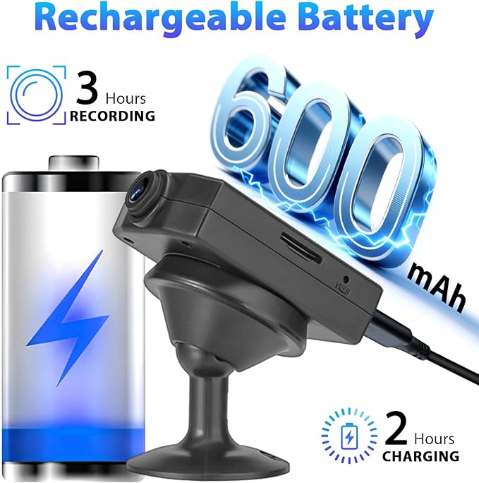 64GB Mini Security Camera,1080P Nanny Video Cam Dome Camera with Motion Detection, 3H Battery for Pet/Nanny Surveillance(Not WiFi)
