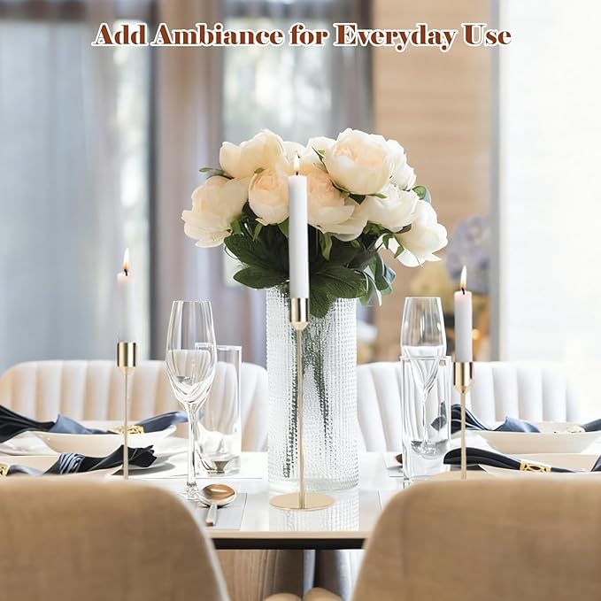 Gold Candlestick Holders Bulk, Taper Candles Holder for Table Centerpiece Set of 18 Metal Candle Sticks Holders Stand Candelabra Candle Holder for Christmas, Wedding, Dinning, Home Decor