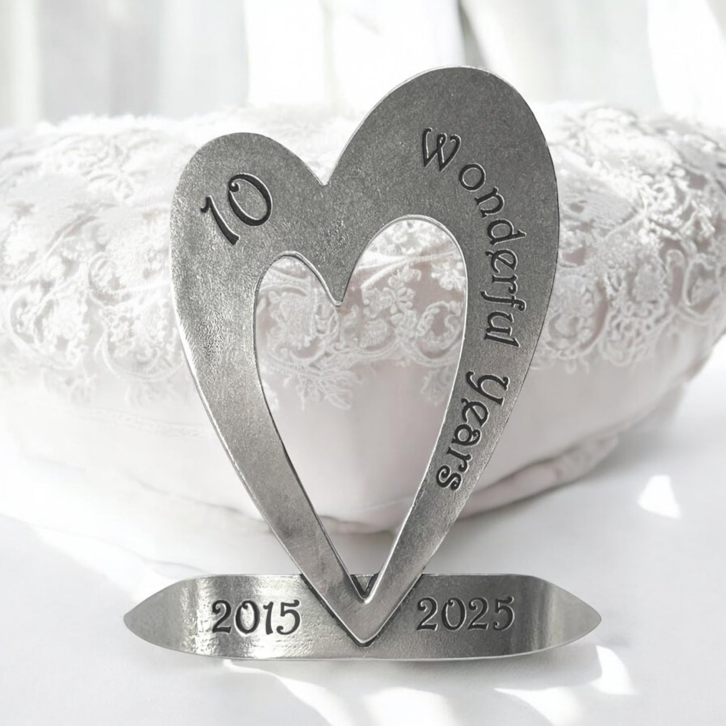 English Pewter Company 10th Tenth Tin Ten Year Wedding Anniversary Heart Keepsake Gift Personalised with Your Years [ANN100]