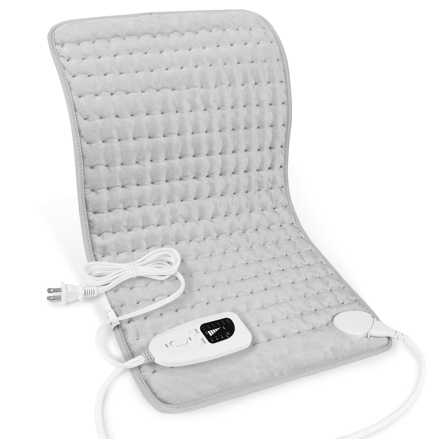 Heating Pad,Electric Heating Pads for Back,Neck,Abdomen,Moist Heating Pad for Shoulder,Knee,Arms,Legs,Dry/Moist Heat & Auto Shut Off,Birthday Gifts for Men and Women(Light Gray, 24''×12'')