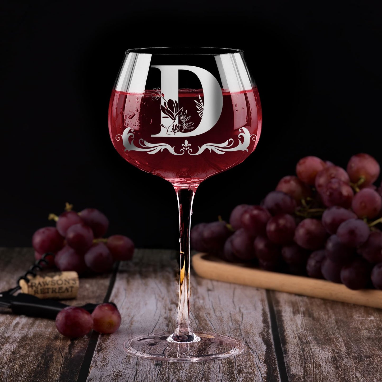 Personalized Monogram Gifts for Women - Customized Initial A-Z Wine Glass, Unique Birthday Christmas Gifts for Her, Mom, Wife, Sister, Daughter, Friend (Letter D)