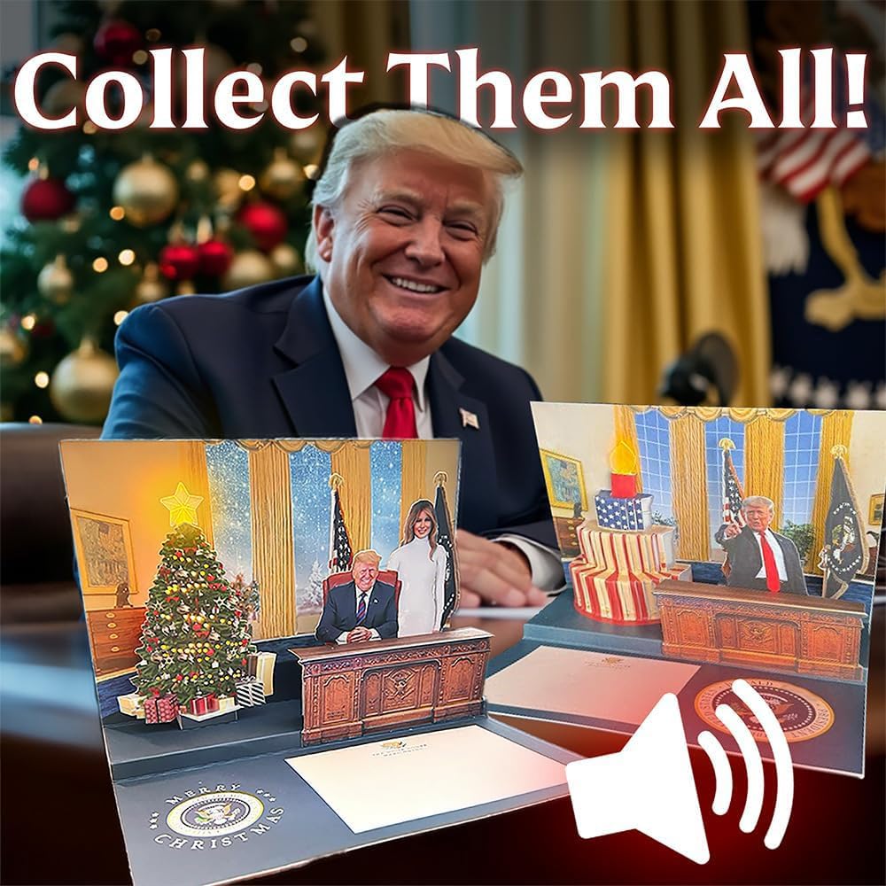 OUR FRIENDLY FOREST Pop Up Birthday Card with Light & Sound Features Real Donald Trump Voice Message for Men and Women, Parents, Couples (Cake)