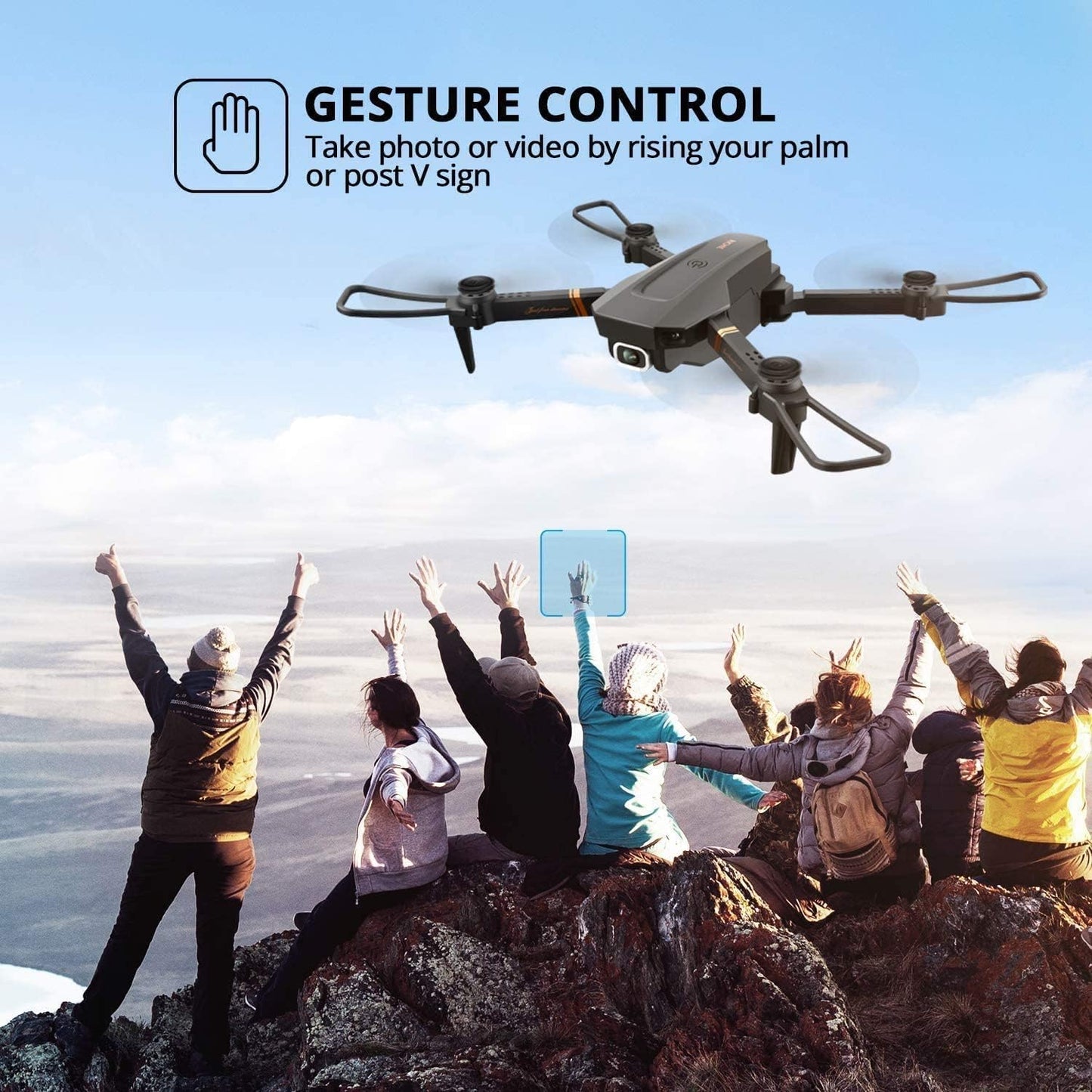 4DRC V4 Drone with Camera 1080P FPV Foldable Mini Drone for beginners adults, Gravity Control, Auto-Follow, Trajectory Flight,One Key Take Off, 2 Batteries, Drones for Kids