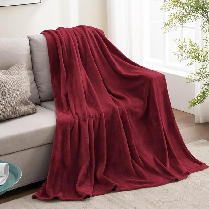 BEDELITE Fleece Blanket Twin Size Burgundy Throw Blankets for Couch & Bed, Luxury Plush Cozy Fuzzy Blanket 60x80 inches, Super Soft Warm Lightweight Throw Blanket for Travel Camping