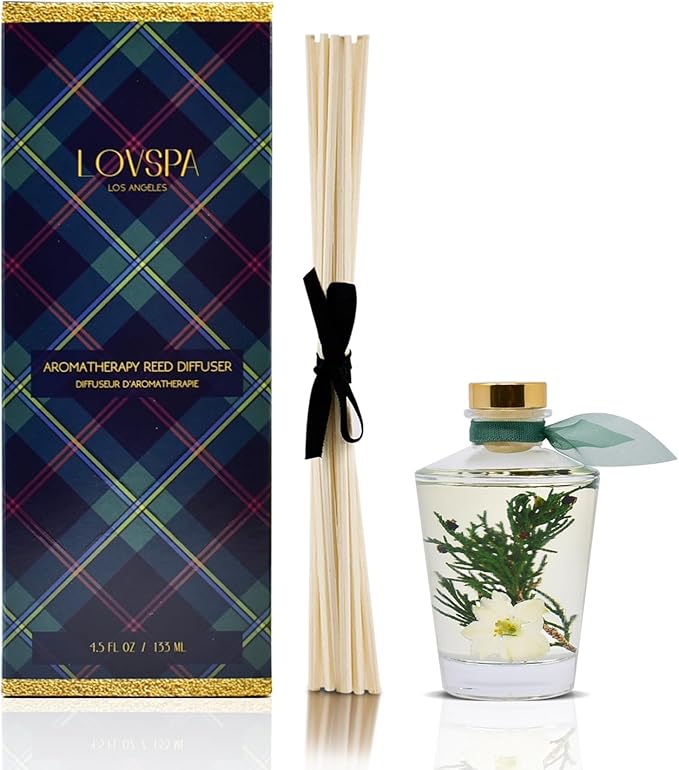 LOVSPA Reed Diffuser Set, Sparkling Balsam Scented Oil Diffuser with Sticks, Home Fragrance Accessories for Bathroom Shelf Decor, Aroma Diffusers for Home or Office Desk, USA Made