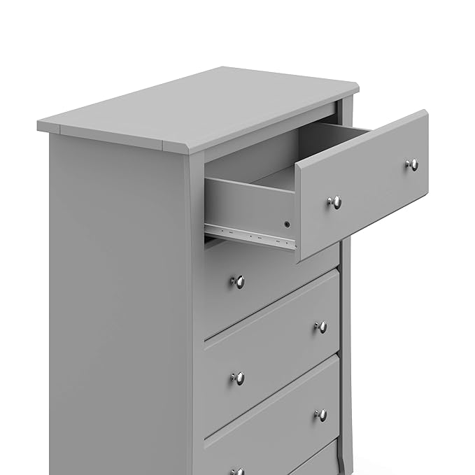 Storkcraft Crescent 4 Drawer Chest (Pebble Gray) – GREENGUARD Gold Certified, Easy-to-Match Chest of Drawers for Nursery and Kids Bedroom, Dresser Organizer for Children’s Bedroom