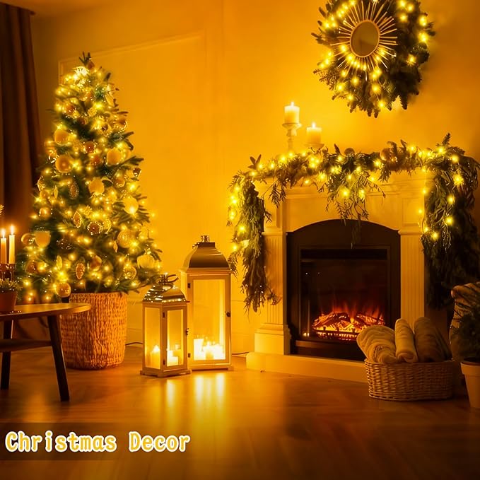 2 Pack Each 132 FT 400 LED Fairy Lights Plug In Christmas Lights Outdoor Decorations Waterproof String Lights with Timer 8 Modes Memory for Holiday Wedding Party Tree Wall Bedroom Garden-Warm White