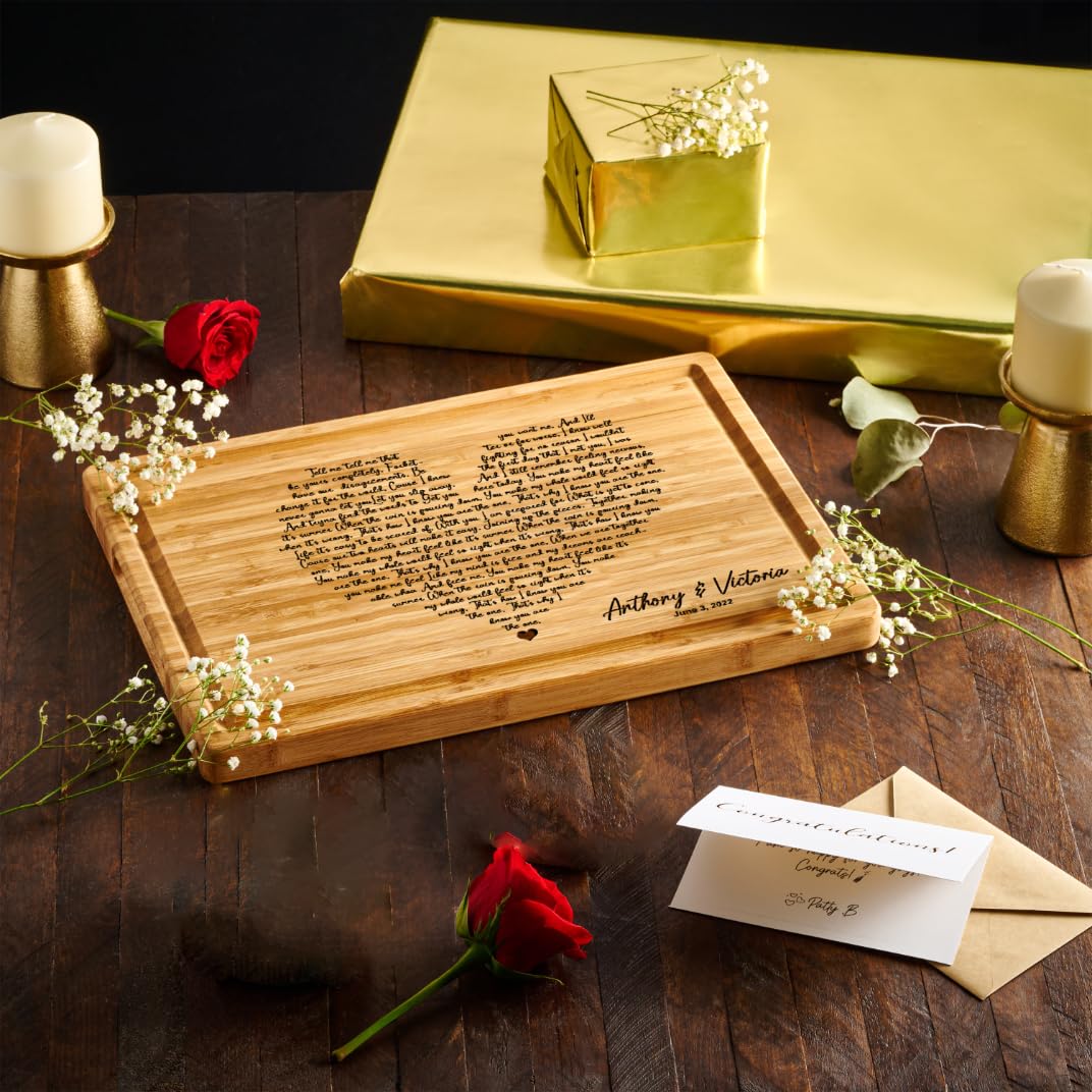 Personalized Cutting Board Wedding Heart Song Lyrics Couple Gifts - Anniversary Customized Romantic Gift for Her - For Him, For Husband, For Wife