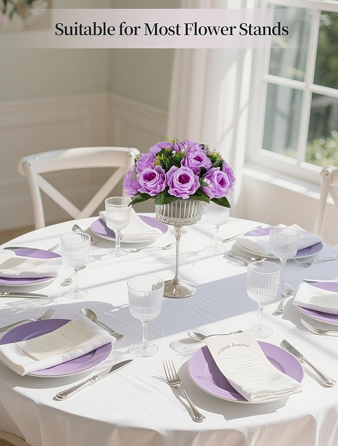 BLOSMON Flower Balls Wedding Rose Centerpieces 6 Pcs Lilac Fake Flowers Kissing Balls Decor Artificial Floral Arrangements Flower Bouquet of Roses Home Party Room Table DIY Decorations