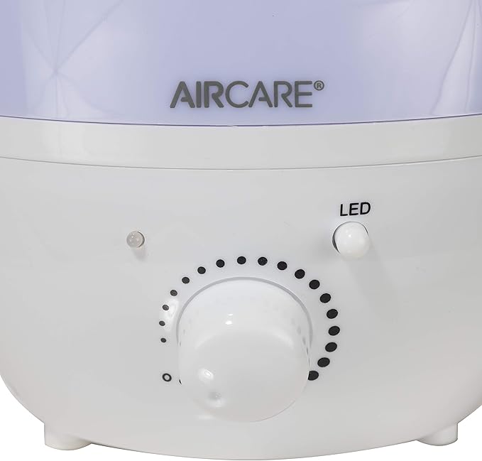 AIRCARE Ultrasonic Cool Mist Humidifier,Whisper-Quiet, Multi Color LED Light, Aroma Therapy Essential Oil Diffuser for Home, Bedroom, Baby, Nursery, Yoga, Spa and Office (white, .33 gal)