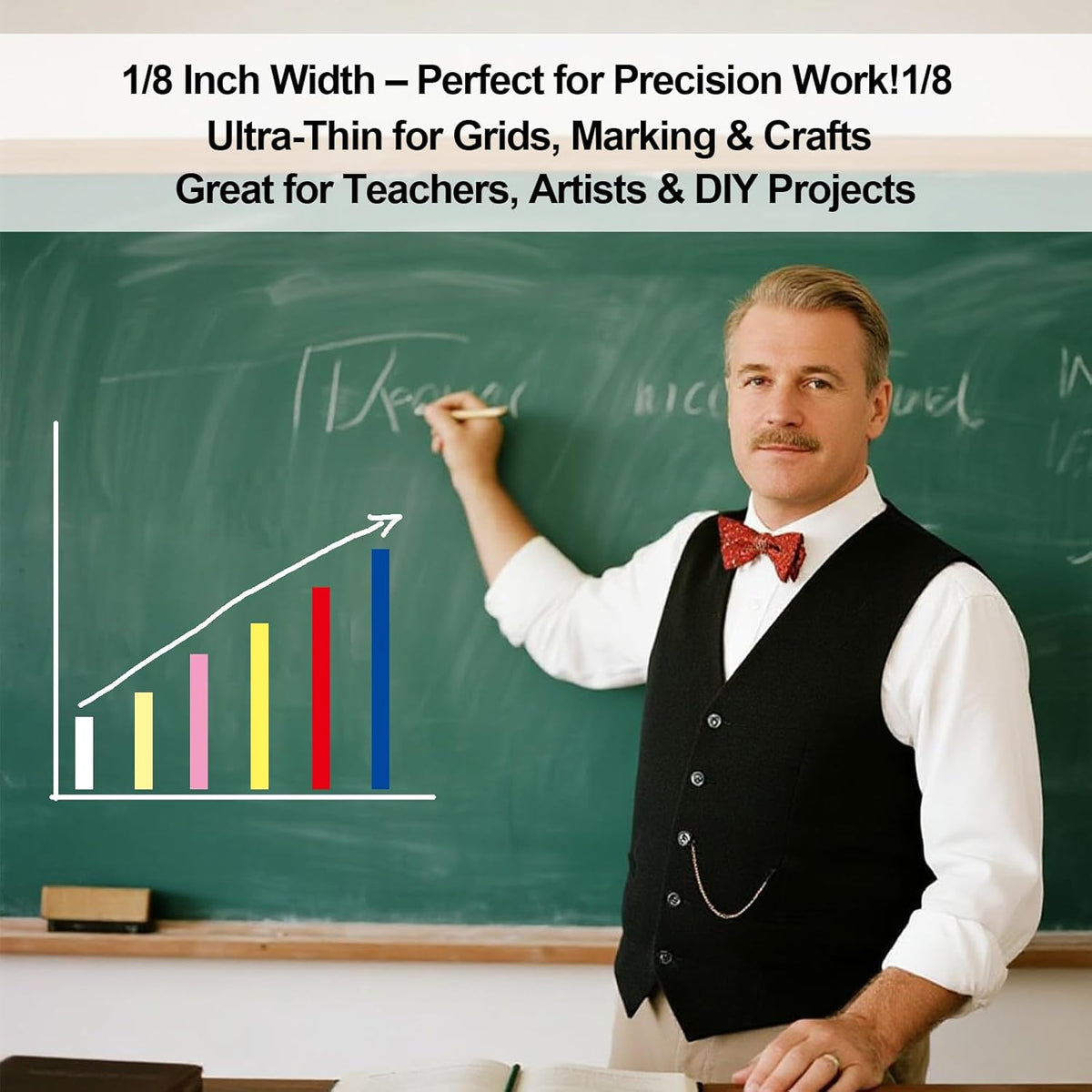 Whiteboard Tape 1/8 Inch x 217ft 10 Rolls Dry Erase Board Assorted Colors Tape for Whiteboards, Crafts, Grids, Marking, Calendars, Violin Fingerboards