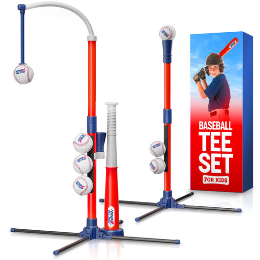 Tee Ball Set for Kids - 4 Year Old Boy Birthday Gift - Baseball Batting Tee for Kids - T Ball Set for Toddlers 3-5, 4-6 - Tball Toys for Ages 3 4 5 6 Year Old Boy - Toddler Outdoor Toys, Baseball Tee