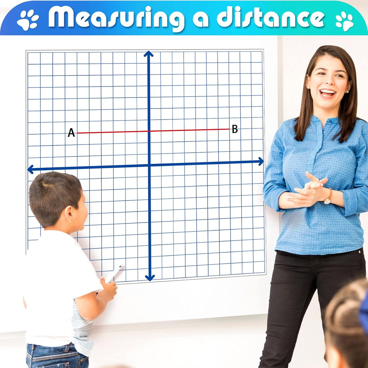 Teling 24 Pieces Jumbo Magnetic Xy Coordinate Dry Erase Grid 26 x 26 Inches, Magnet Graph Whiteboard for Classrooms, Teaching, Learning Tools