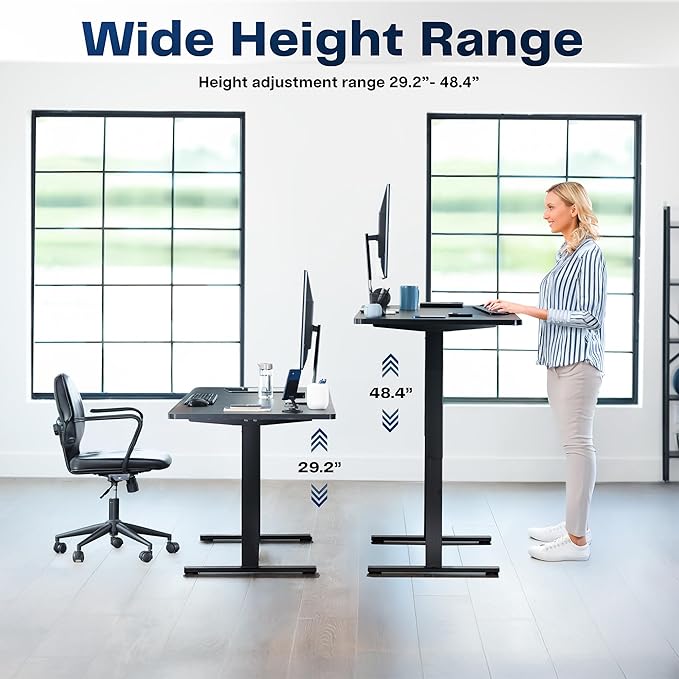 VIVO Electric 55 x 28 in Standing Desk, Memory Height Adjustment, 1B Series, Holds 220 lbs, One-Piece Light Wood Top, White Frame, DESK-KIT-1W55C