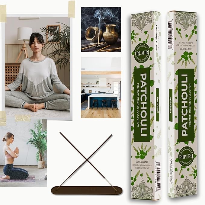 Patchouli Incense Sticks - Total 40 Insence-Sticks - Dual Pack of 20 Insense - Inciensos - Inscents - Natural Non Toxic Ingredients - Incents - Incence - Inscense - Insents