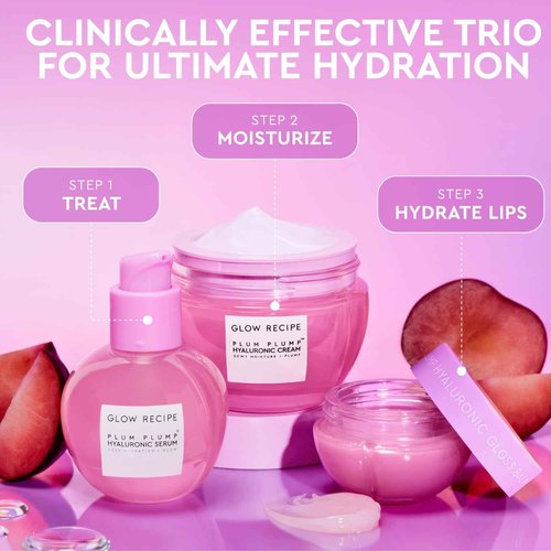 Glow Recipe Plum Plump Hyaluronic Acid Face Cream (50 ml) + Refill Pod (50 ml) - Dewy Glow Hydrating Skin Moisturizer to Plump, Balance & Brighten Skin - With Refillable Eco Pod to Replenish Cream Jar