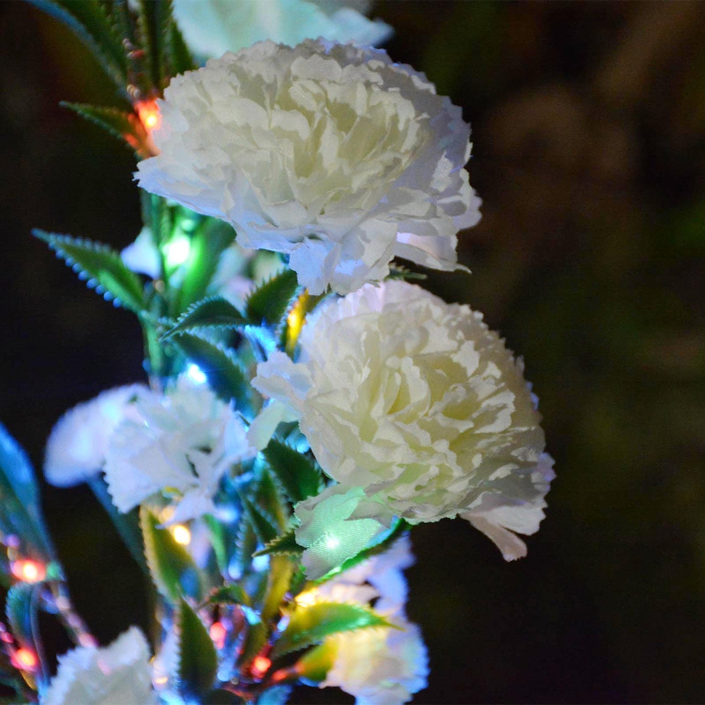 Abkshine Solar Lights Outdoor Garden, 21-Flower Artificial Carnations, Waterproof Solar Powered Flower Stake Lights, Mothers Day Christmas Birthday Gifts for Wife Mom Garden Yard Gravesite Decorations