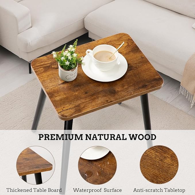 FORAOFUR End Table Set of 2, Modern Wooden Side Table for Living Room, Bedroom, Boho for Small Spaces, Easy Assembly
