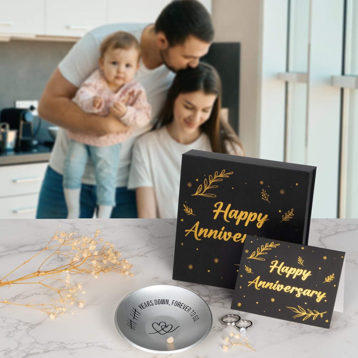 10th Anniversary Aluminum Gifts for Her/Him, 10 Year Wedding Anniversary for Wife Husband Couple Parents, 4" Ring Holder Dish Jewelry Tray - Decoration Ideas Tin Gift for Men Women
