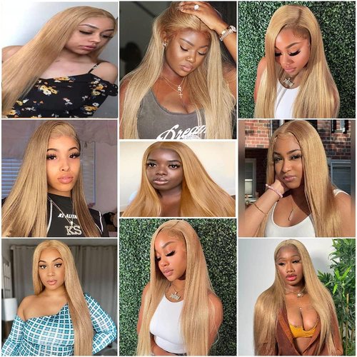 Condescension Brazilian Human Hair Bundles 22 24 26 Inch Straight 3 Bundles Human Hair 100% Unprocessed Remy Brazilian Virgin Weave Hair Honey Blonde 27 for Women