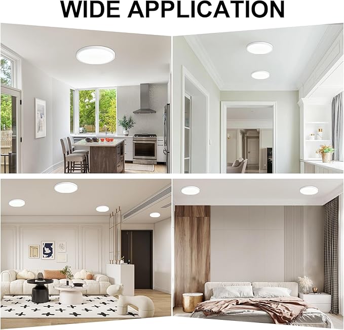 LED Flush Mount Ceiling Light: 12 inch 6Pack Super Slim Dimmable & 5CCT (2700-6500K) Kitchen Lighting Fixtures Ceiling - 24W White Low Profile Ceiling Lamp for Bedroom Garage Hallway