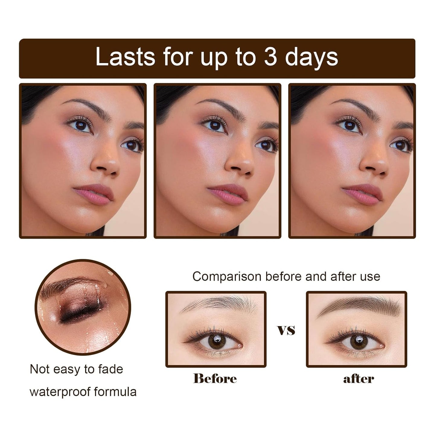 Easy Peel Off Eyebrow Gel Kit, Black Tattoo Brow Gel, Long-lasting Waterproof and Transfer for Women to Achieve Natural Fuller Brows, Suitable for All Skin Types
