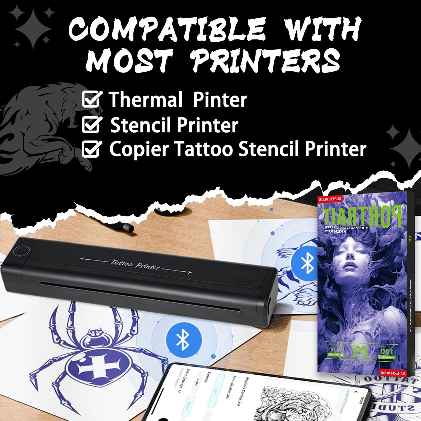 Tattoo Transfer Paper,100 Sheets Premium Tattoo Stencil Paper for Tattooing，4 Layers 8.5" X 16.5"""