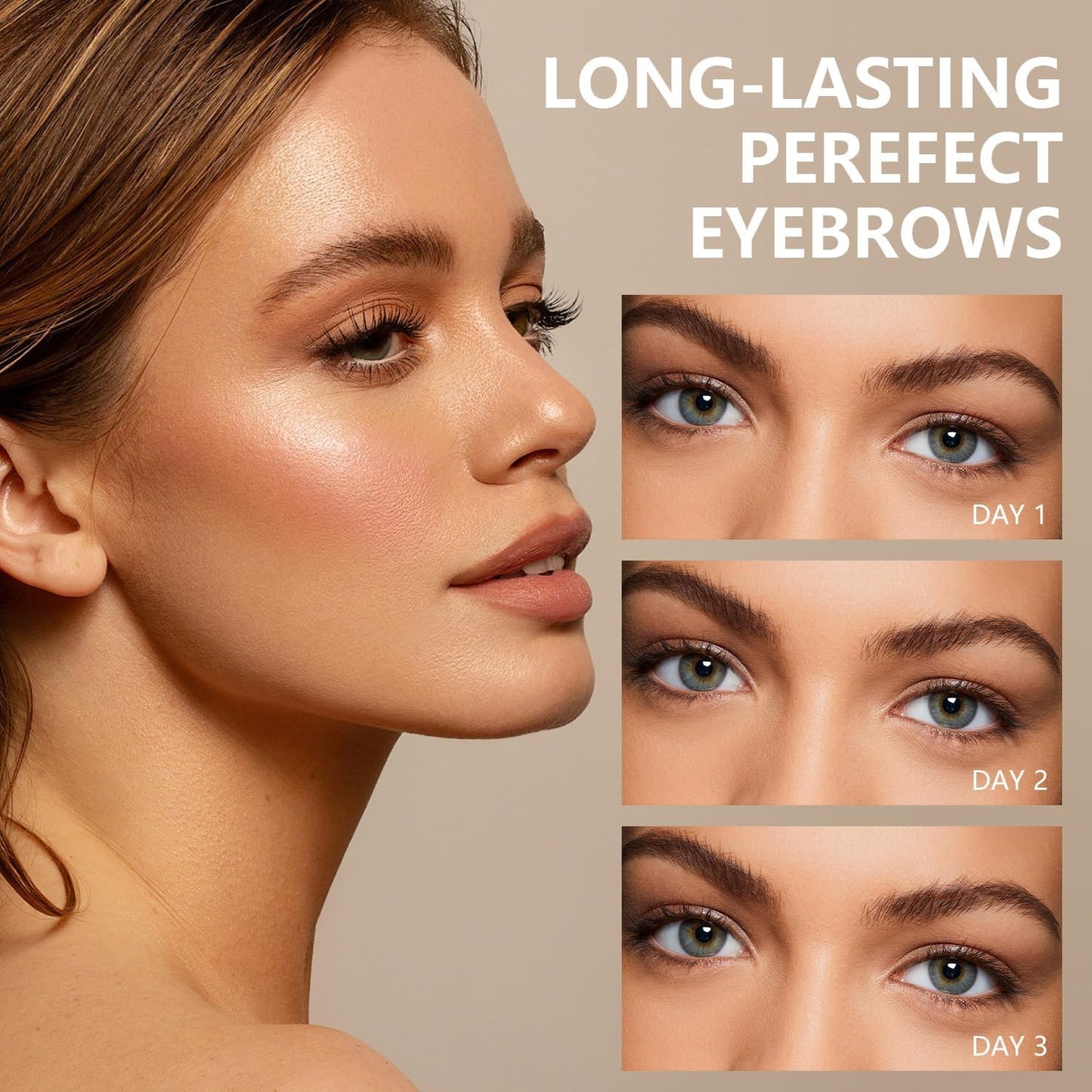 Tattoo Eyebrow Gel Easy Peel Off, Peel Off Eyebrow Tint, Easy Peel off Eyebrow Gel, Peel Off Eyebrow Tint, Waterproof & Sweatproof for All Skin Types (#1 Light Brown +#3 Dark Brown)